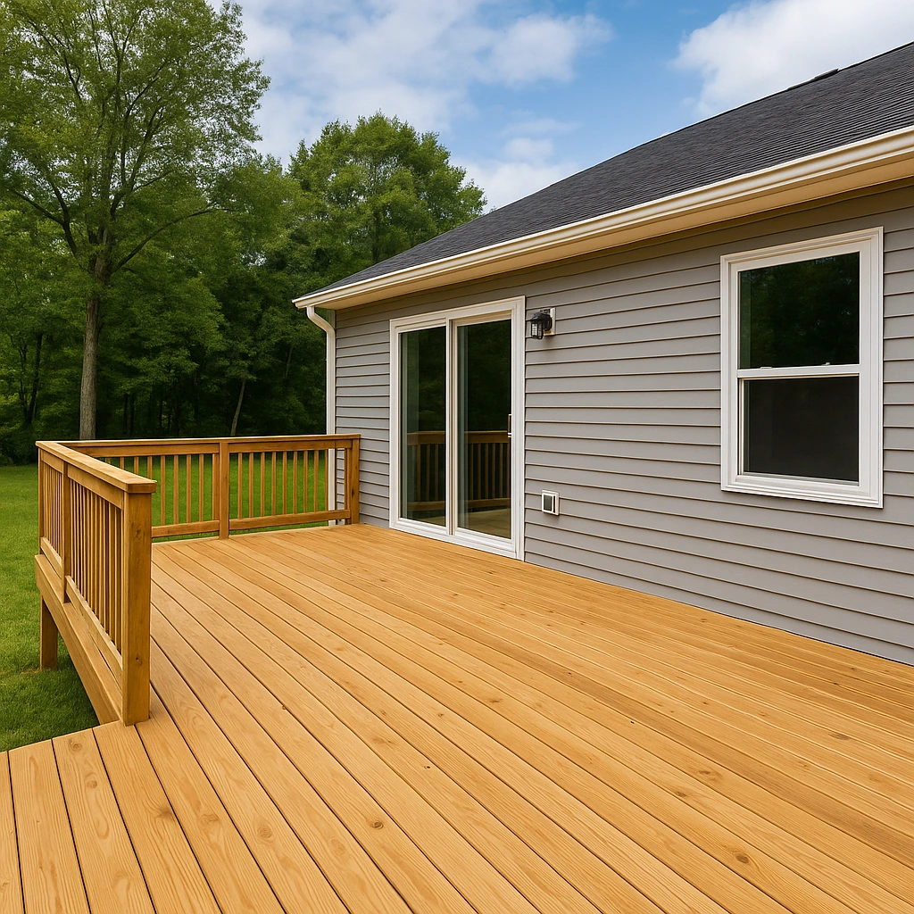 Newly built backyard deck at a Hendersonville home by Civil & Home Solutions